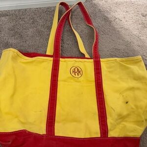 Lands' End Yellow and Red Tote Bag